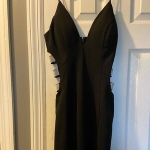 Black fancy mini dress with sequence on sides